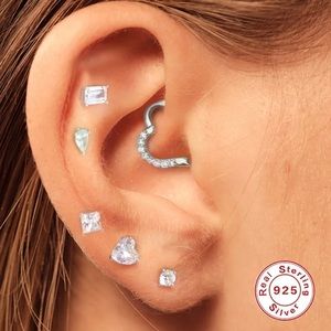 0.5Ct Emerald Cut Rectangular Simulated Diamond Pin Earrings Studs